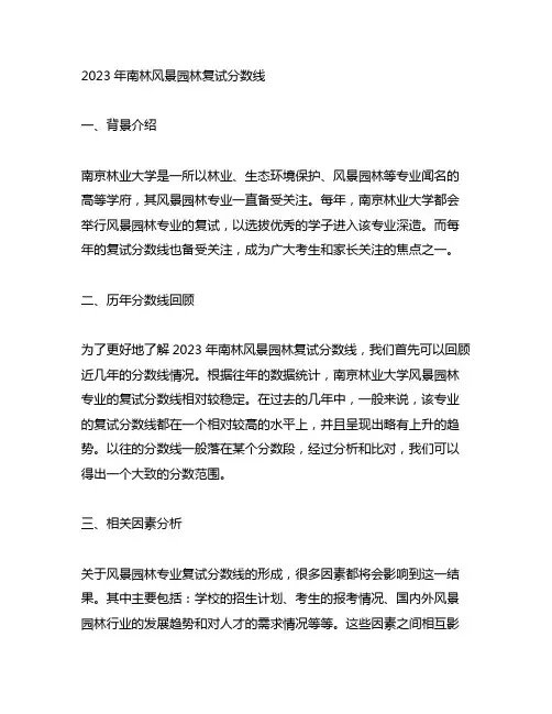 2023年南林风景园林复试分数线