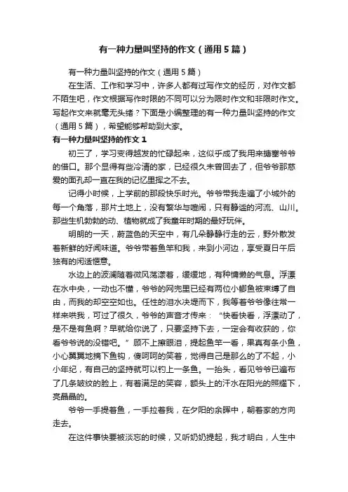 有一种力量叫坚持的作文（通用5篇）