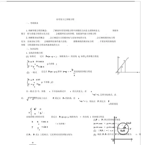 高中数学参数方程知识点汇总.doc