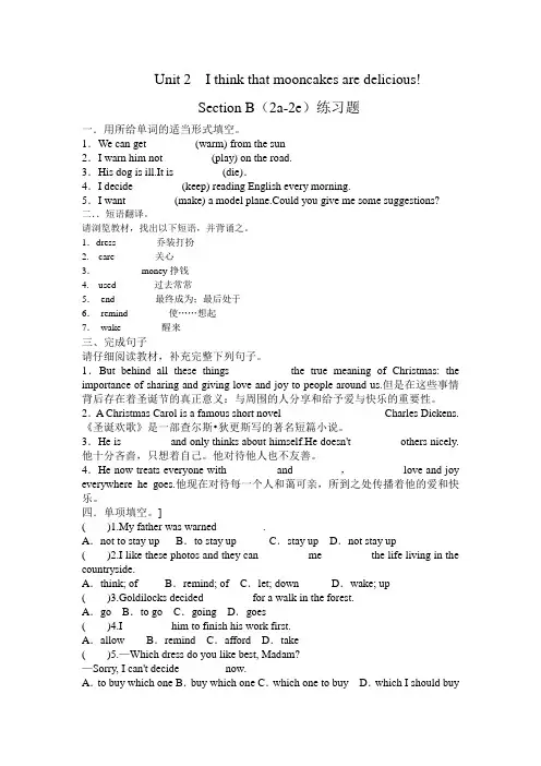 英语人教版九年级全册Unit 2 Section B(2b-2e)