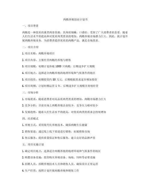 肉鹅养殖创业计划书