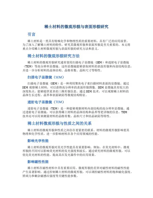 稀土材料的微观形貌与表面形貌研究