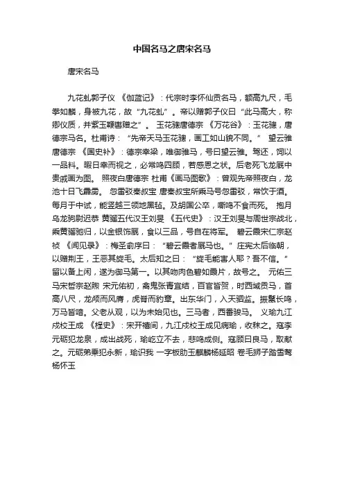 中国名马之唐宋名马