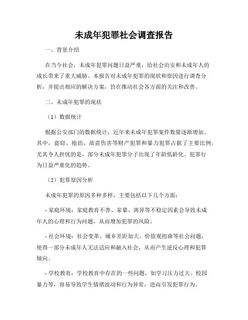 未成年犯罪社会调查报告