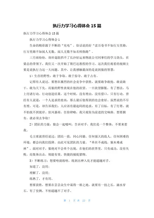 执行力学习心得体会15篇