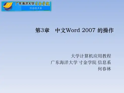 第3章Word 2007 的应用