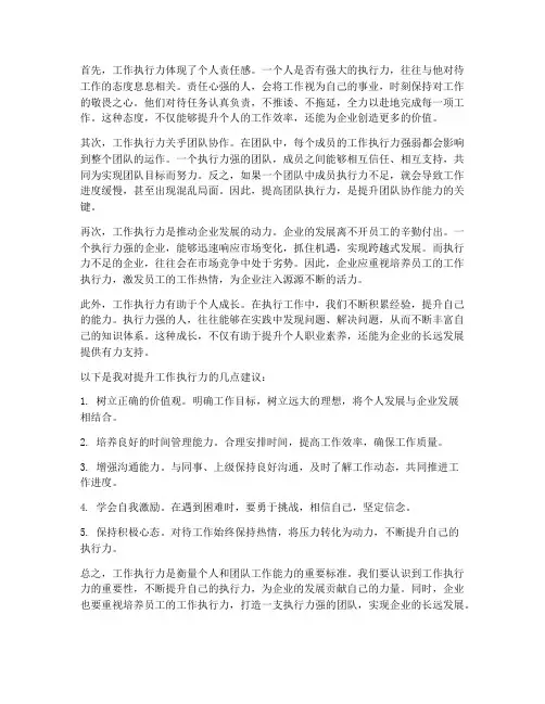 对于工作执行力的感想