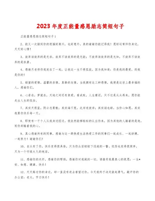 2023年度正能量感恩励志简短句子