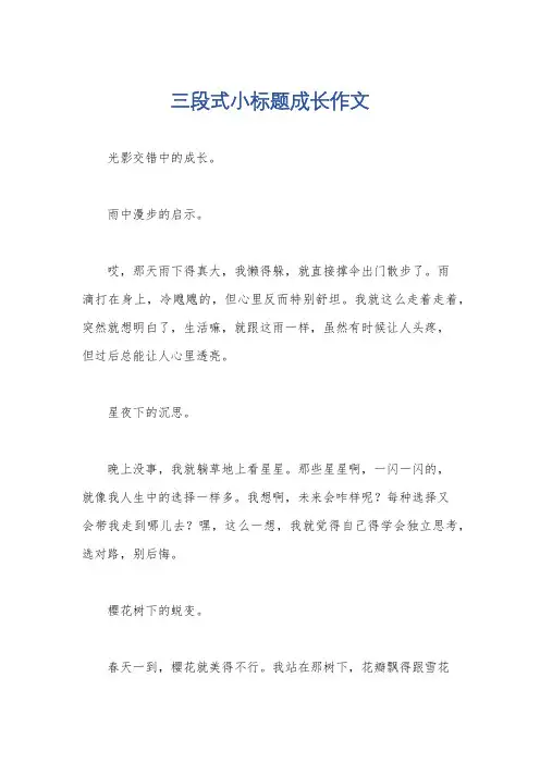 三段式小标题成长作文
