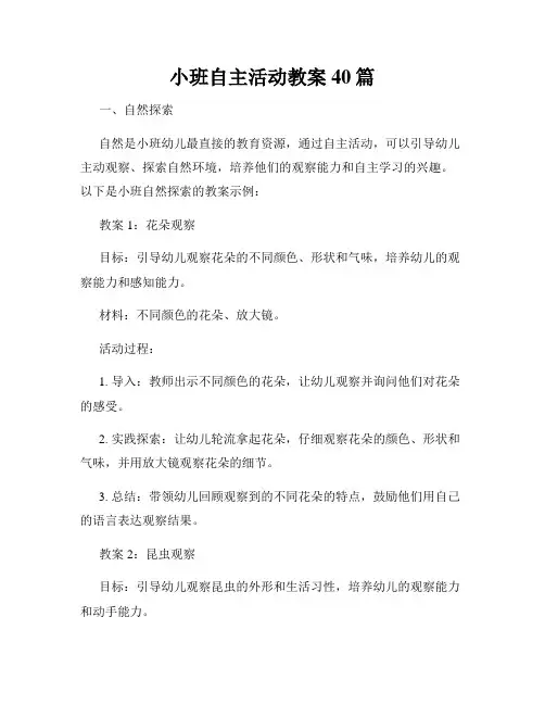 小班自主活动教案40篇