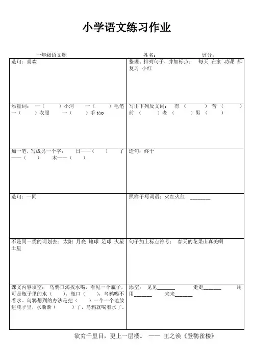 苏教版小学语文练习作业14