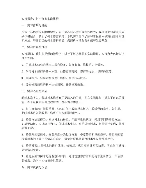 树木修剪的实习报告
