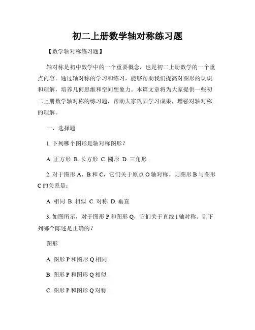 初二上册数学轴对称练习题