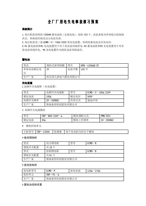 全厂厂用电失电事故演习预案