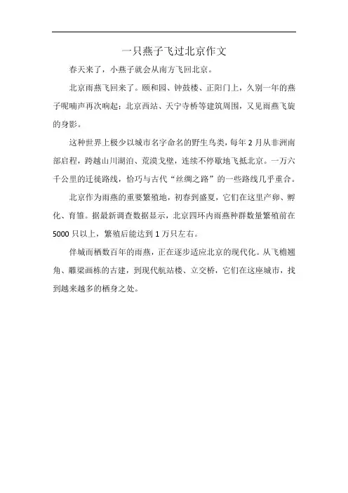 一只燕子飞过北京作文