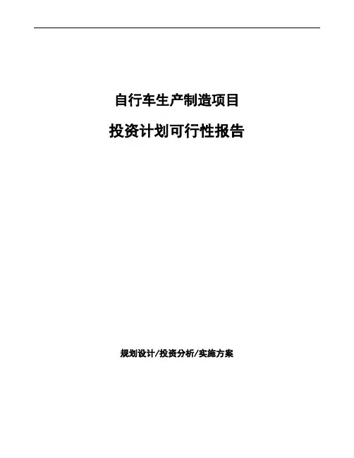 自行车生产制造项目投资计划可行性报告