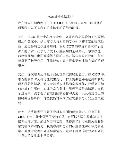 cicu进修总结汇报