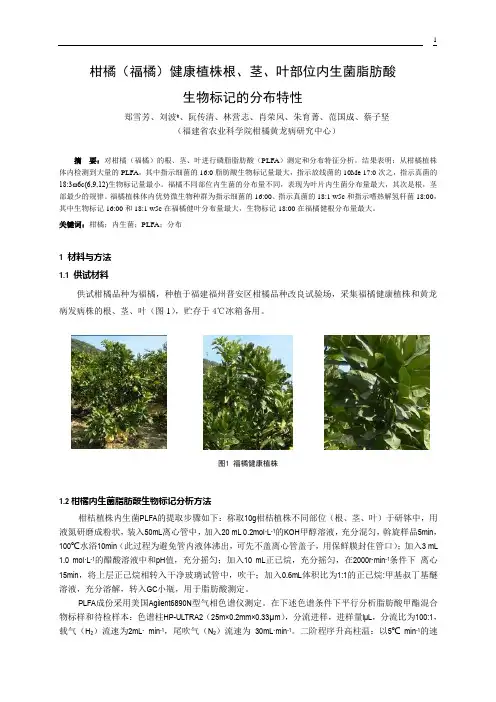柑橘(福橘)健康植株叶、茎、根部位内生菌脂肪酸生物