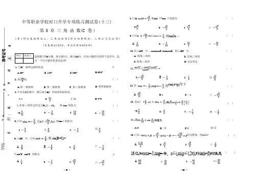 第五章 三角函数(C卷)--【中职数学】高三对口高考专项练习