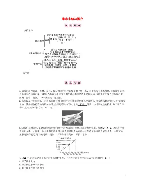 曲阜市第九中学八年级物理全册 第十一章 小粒子与大宇宙章末小结与提升分层精炼 沪科版