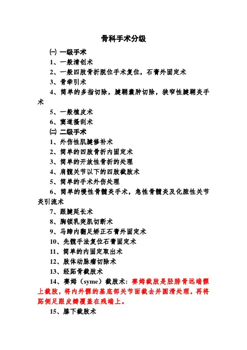 骨科手术分级目录genren