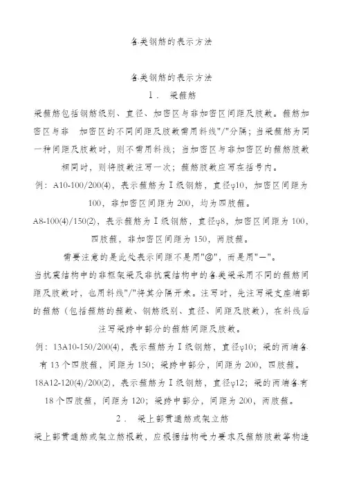 各类钢筋的表示方法