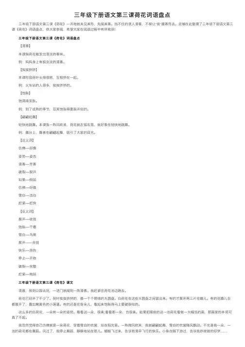 三年级下册语文第三课荷花词语盘点