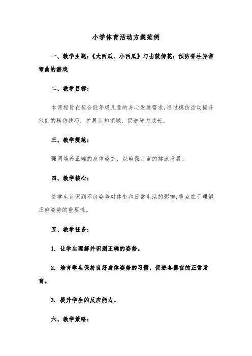 小学体育活动方案范例（三篇）