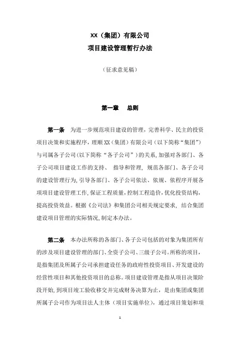 集团公司项目建设管理办法