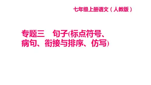 部编版七年级语文上册专题三 句子(标点符号、病句、衔接与排序、仿写)