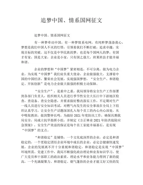 追梦中国、情系国网征文