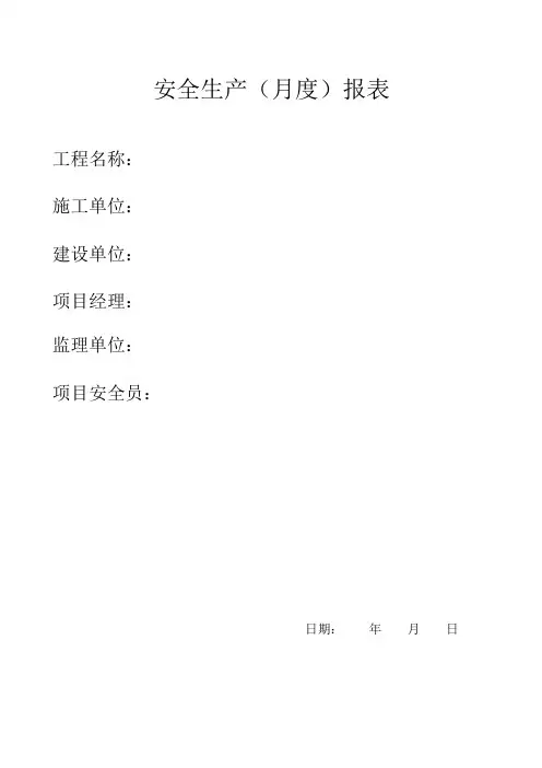 安全生产月度报表