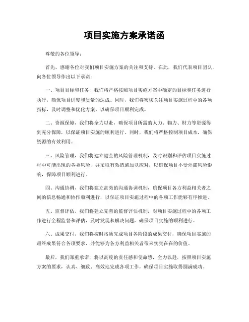 项目实施方案承诺函