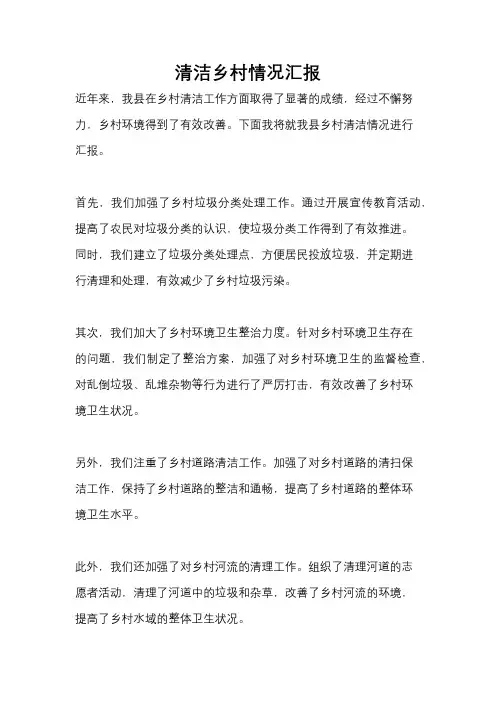 清洁乡村情况汇报