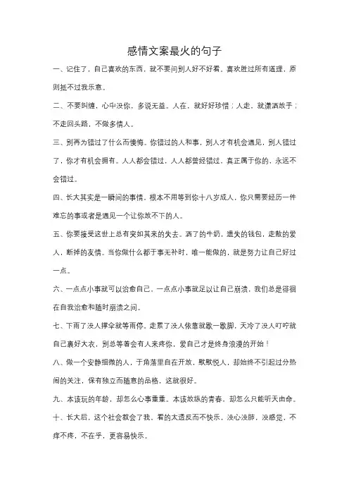 感情文案最火的句子