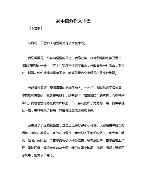 高中满分作文下雪