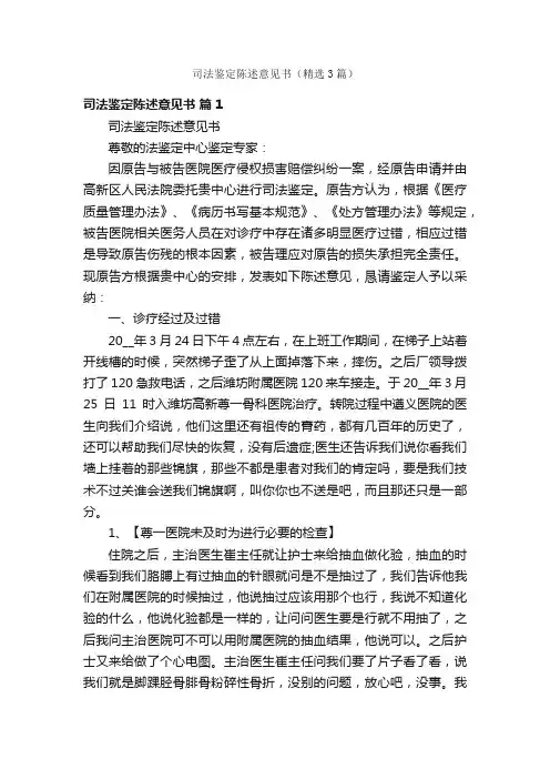 司法鉴定陈述意见书（精选3篇）