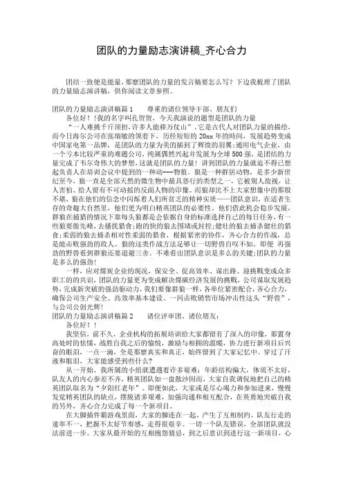 团队的力量励志演讲稿_齐心合力