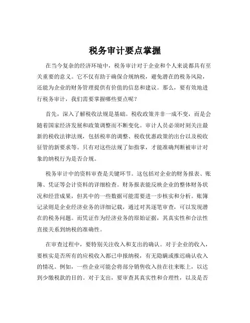 税务审计要点掌握