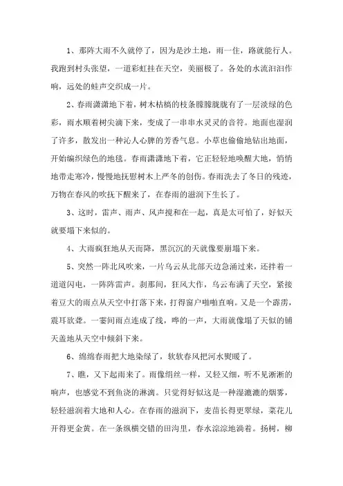 描写雨后的57个句子精选