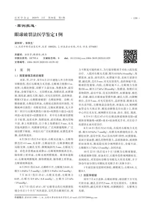 眼球破裂法医学鉴定1例