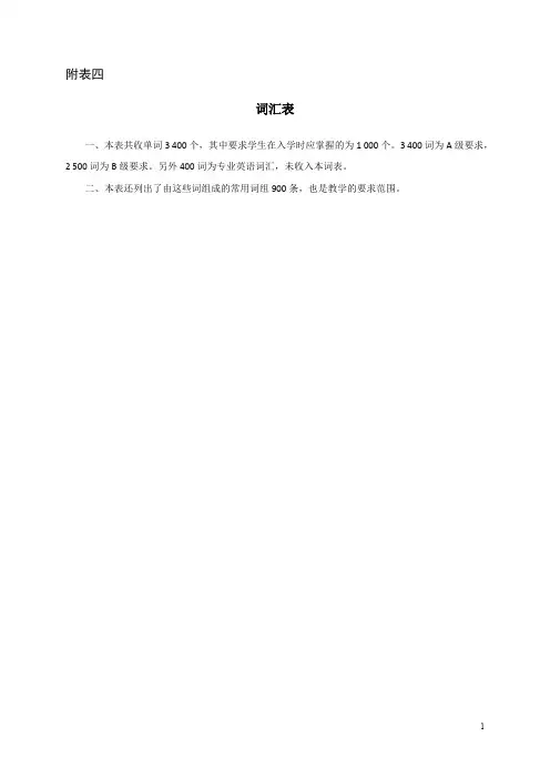 高职高专教育英语课程教学基本要求（试行）A级---附表四（词汇表）