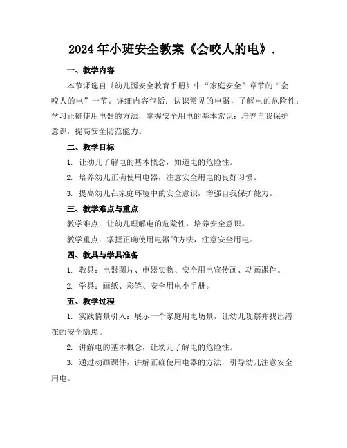 2024年小班安全教案《会咬人的电》.