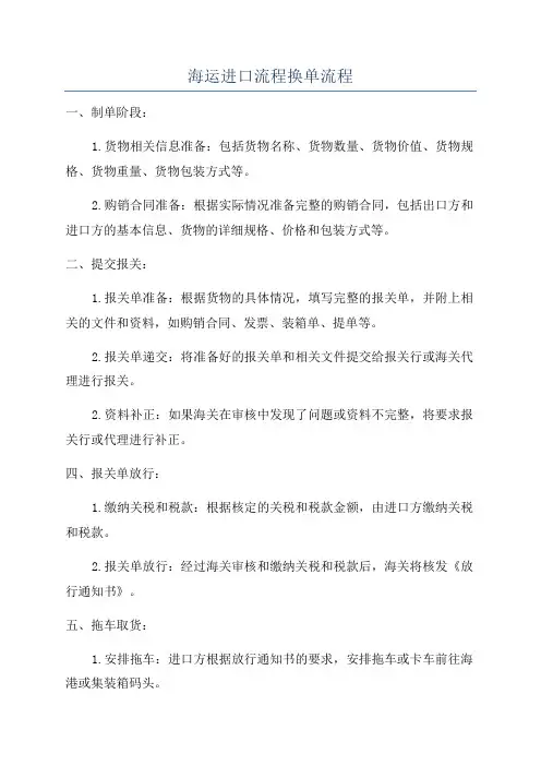 海运进口流程换单流程