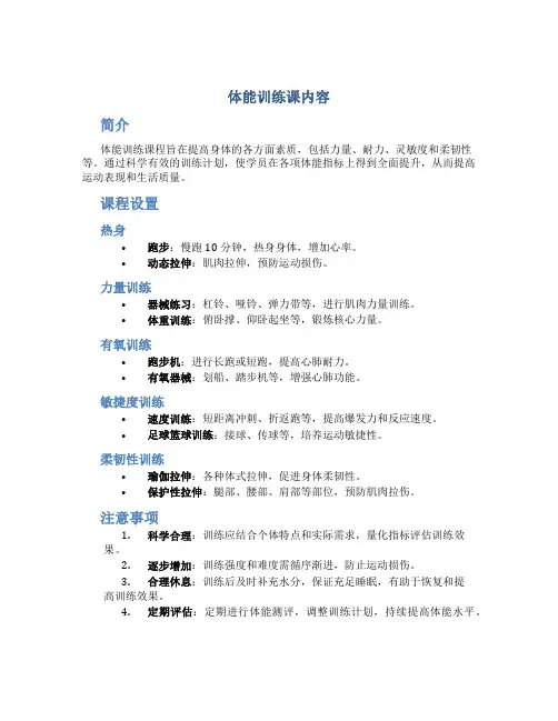 体能训练课内容