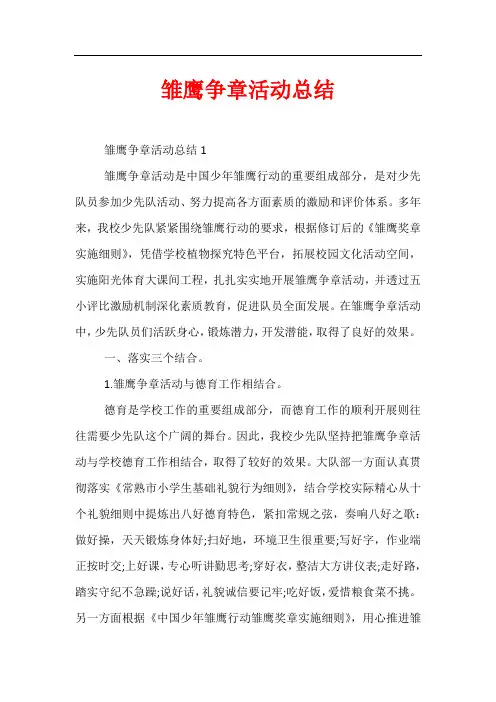 雏鹰争章活动总结