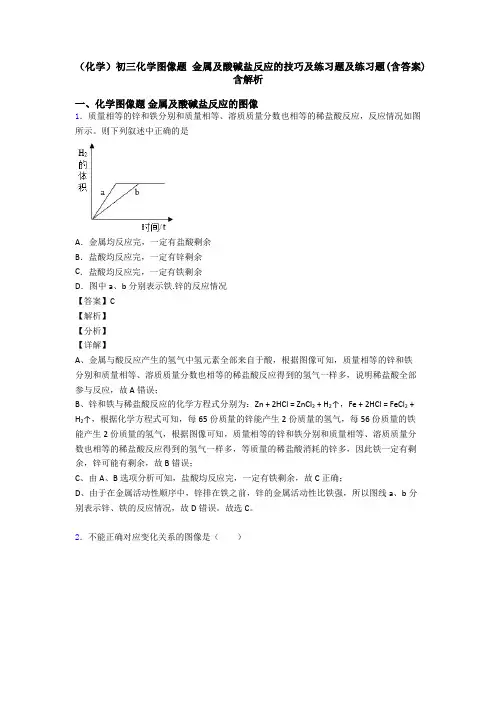 (化学)初三化学图像题 金属及酸碱盐反应的技巧及练习题及练习题(含答案)含解析