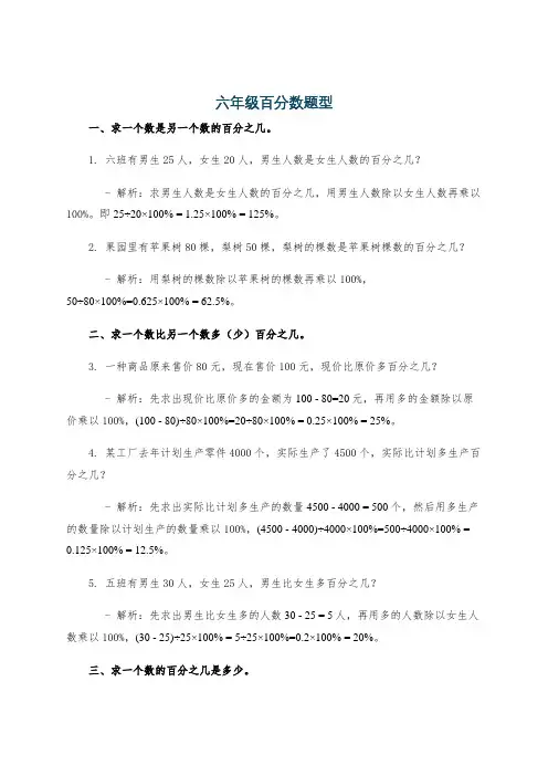 六年级百分数题型