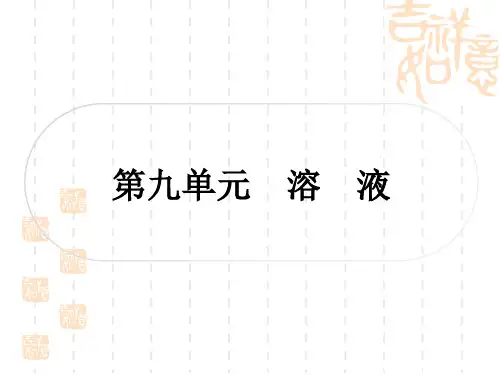 中考化学精炼本 第一部分 考点过关练 1第九单元 溶 液