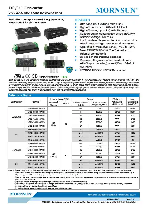 莫尔森DC DC转换器产品说明书